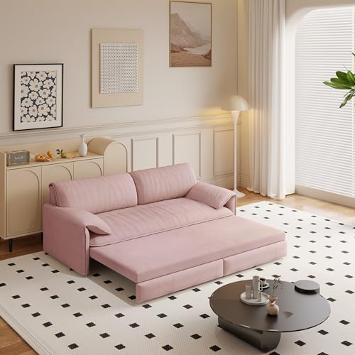 Queen Size Futon Sofa Bed with 2 Pillows, Blue V9731