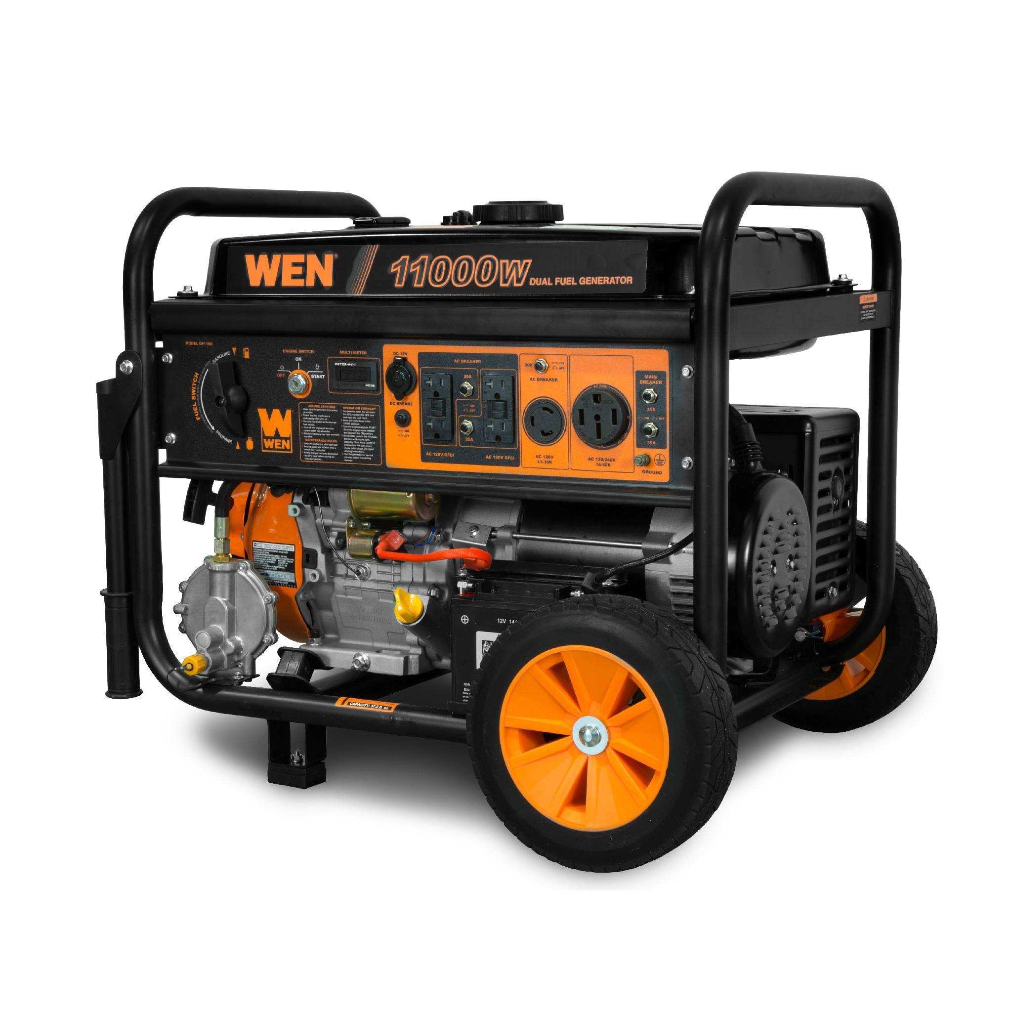 WEN DF1100T 11,000-Watt 120V/240V Dual Fuel Portable Generator with Wheel Kit and Electric Start - Carb Compliant, Black - Avayadevconnect