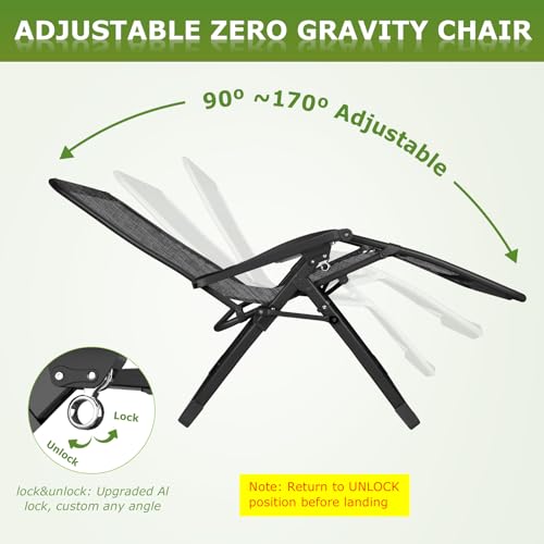 Suteck Zero Gravity Chair Reclining Camping Lounge with Removable Cushion and Cup Holder Z41184