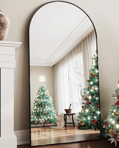 Arched Full Length Floor Mirror 76"x34" Black Freestanding I957