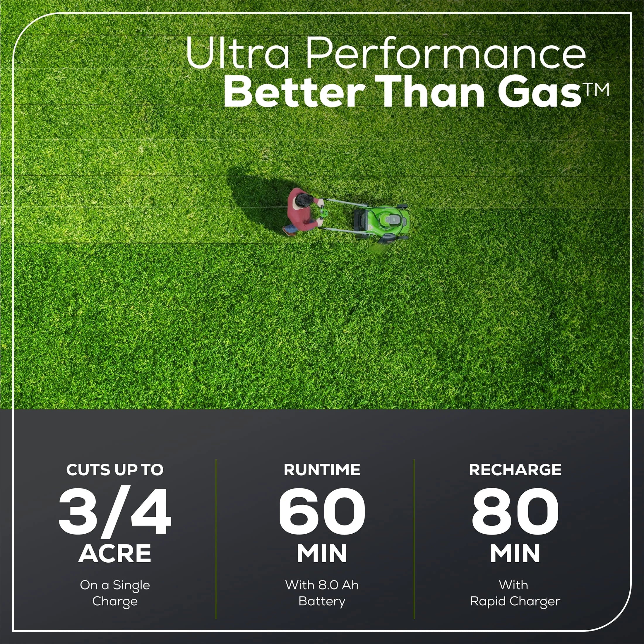 Greenworks 60V 21" Self Propelled Lawn Mower with 8.0 Ah Battery & Charger U974342