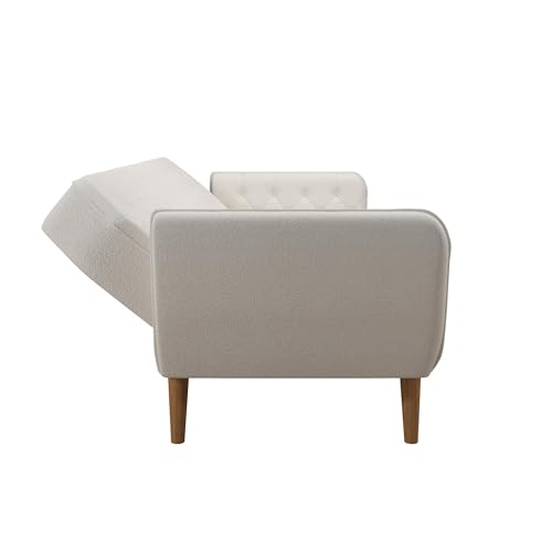 Novogratz Tallulah Memory Foam Futon Convertible Couch, Camel Faux Leather F5939