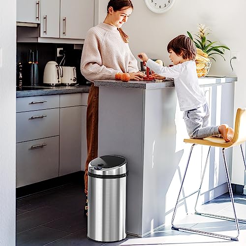 iTouchless 13 Gallon Stainless Steel Automatic Kitchen Trash Can with Lid and Odor Filter G12862