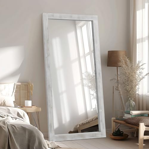 MELOMOIR Rustic Farmhouse Full Length Mirror 64"x21" Wood Frame Floor Mirror U91698