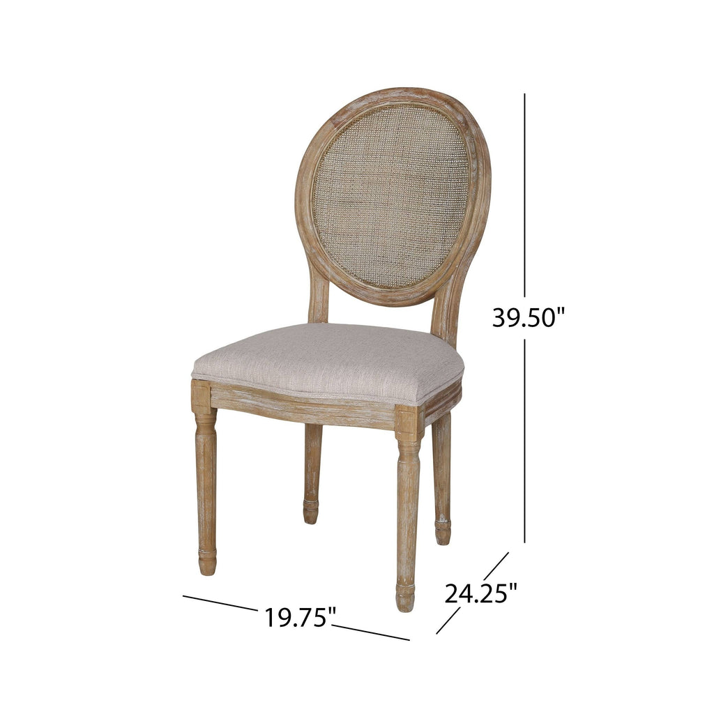 Christopher Knight Home Epworth Wooden Dining Chair with Wicker and Fabric Seating, Set of 2, Light Blue Y176