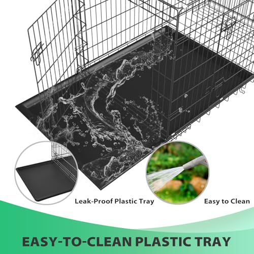 BestPet 42 Inch Folding Metal Wire Dog Crate with Double-Door and Removable Tray O49217