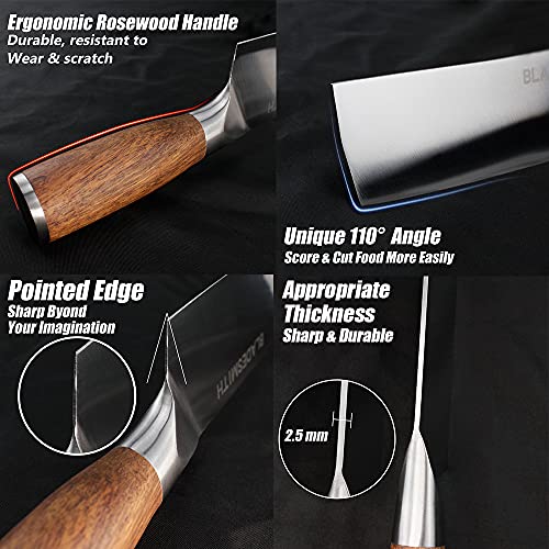 BLADESMITH Meat Cleaver Bone Chopper Knife, 6.3'' Stainless Steel Blade with Pear Wood Handle Q434