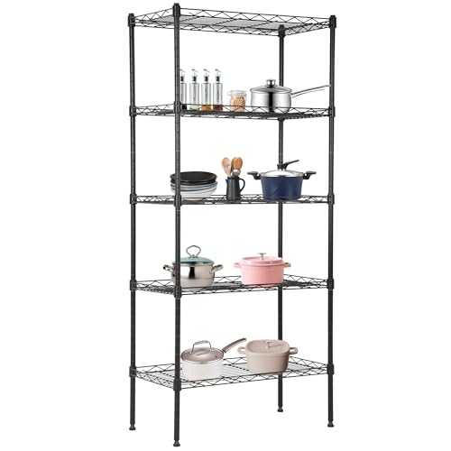 4 Tier NSF Wire Shelving Unit Heavy Duty Steel Storage Rack, Black X19089