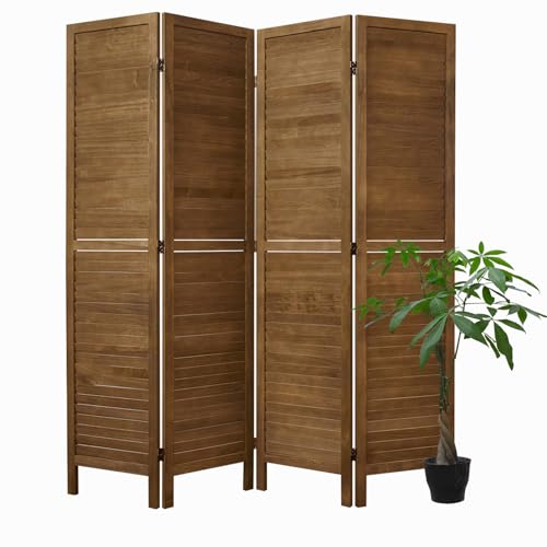 Room Partitions and Dividers, 5.6 Ft Tall Folding Wood Screen, 4 Panels S6959