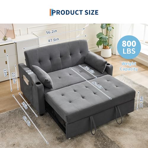 GarveeHome 3 in 1 Convertible Sleeper Sofa Bed with Pull-Out Bed, Corduroy, Adjustable Backrest U28127