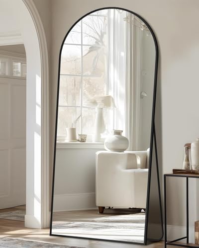 Arched Full Length Floor Mirror 76"x34" Black Freestanding I957