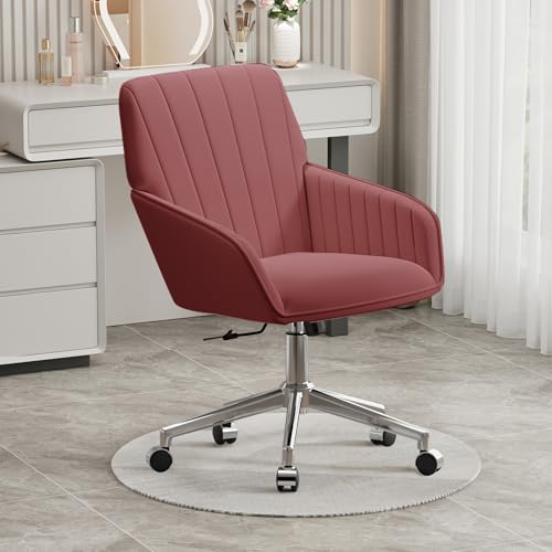 Velvet Home Office Chair with Gold Base, Swivel Desk Chair with Wheels (Cream) Z435471