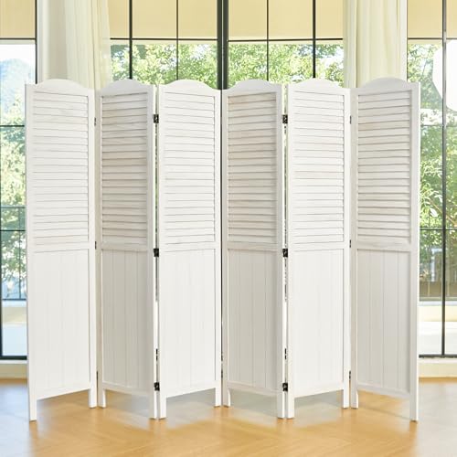 Room Partitions and Dividers, 5.6 Ft Tall Folding Wood Screen, 4 Panels S6959