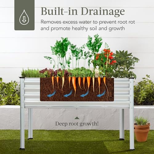 Best Choice Products 48x24x30in Galvanized Raised Garden Bed, Metal Elevated Planter Box, Dark Green S888804