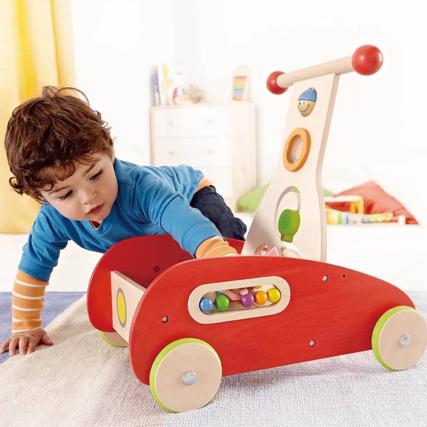 Hape Toddler Push & Pull Toy Wonder Walker Cart with Blocks G8479