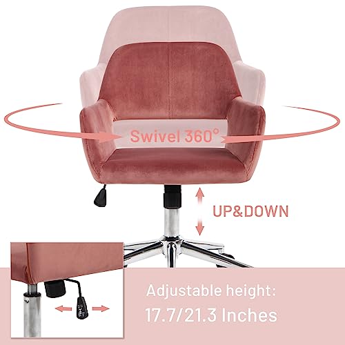 FurnitureR Fabric Upholstered Office Chair with Wheels, Adjustable Mid Back, Beige O766754