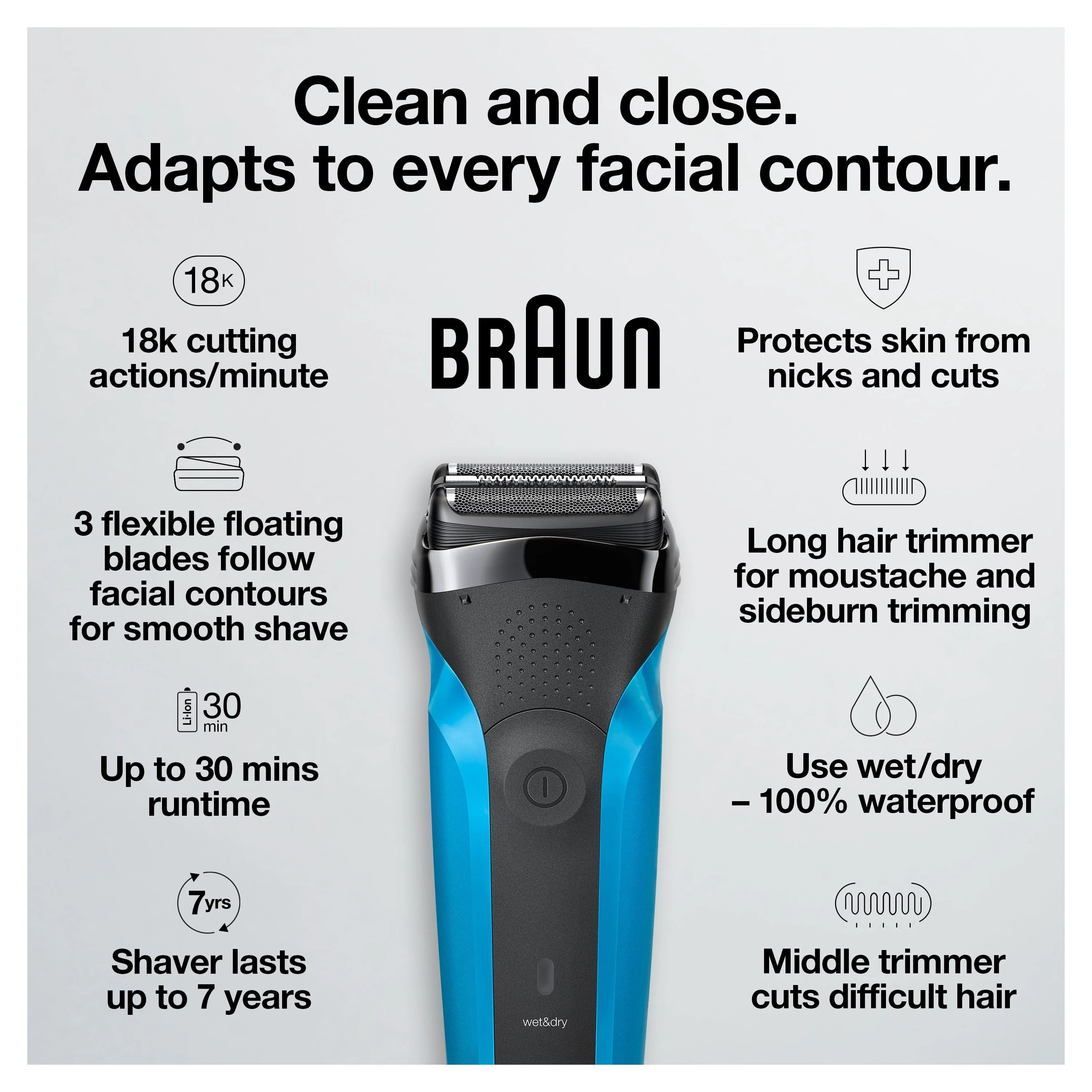 Braun Series 3 310s Rechargeable Wet Dry Electric Shaver O62765