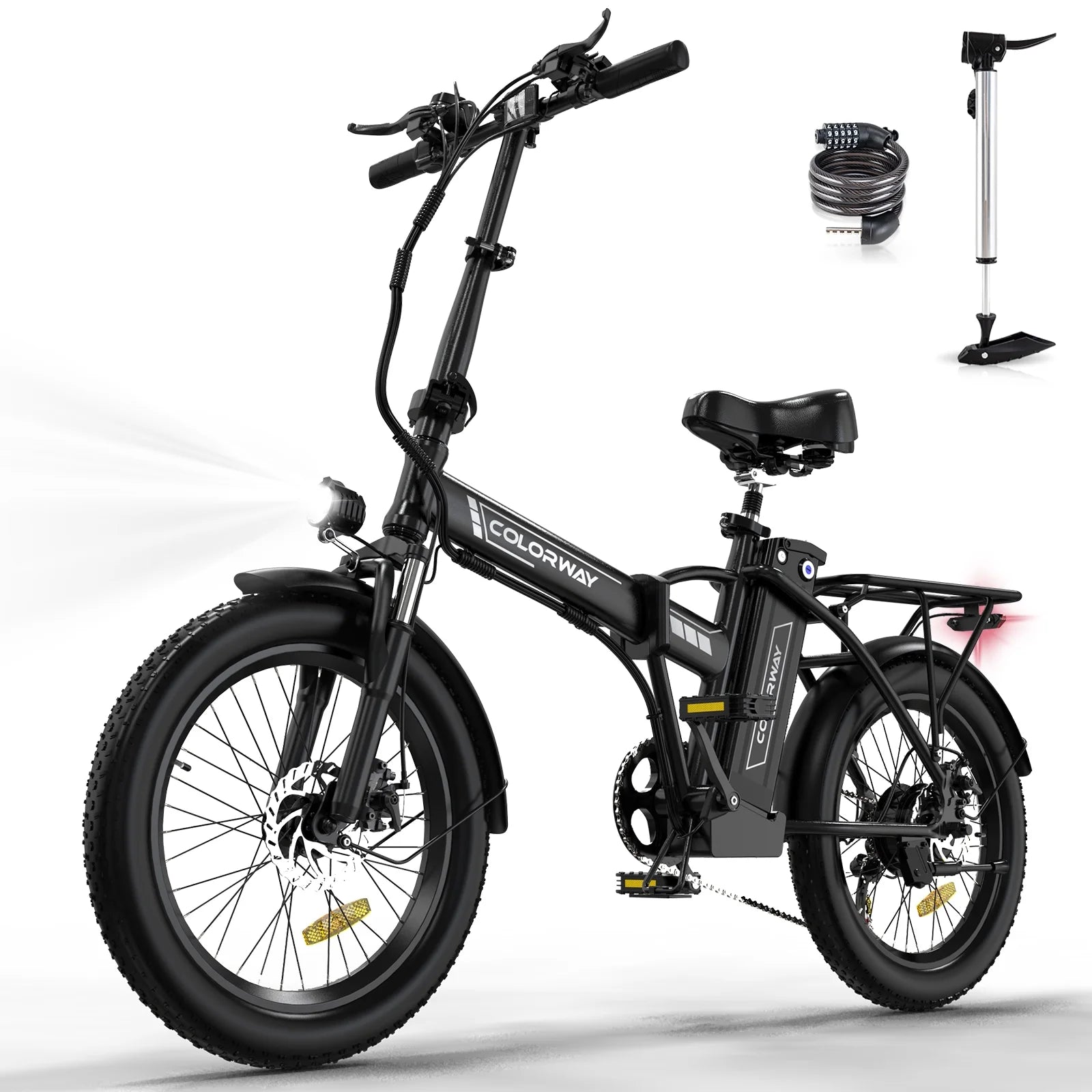 COLORWAY 20鈥漍3.0 Fat Tire Electric bicycles, Foldable Mountain Snow Beach Electric bike ebike with 500W/36V/12Ah Battery, Shimano 7-Speed e bicycle