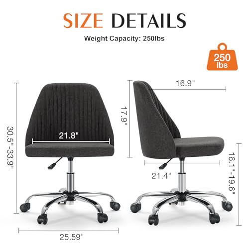 Sweetcrispy Armless Office Chair with Wheels, Adjustable Swivel Task Chair S259576