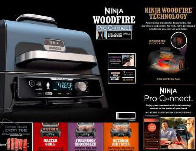 Ninja Woodfire ProConnect XL Outdoor 7-in-1 Grill & Smoker, App Enabled, OG900 A5992