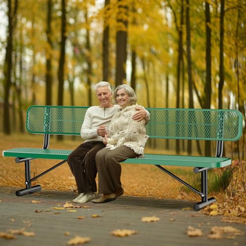 Heavy Duty Outdoor Metal Park Bench with Backrest for Garden Patio Yard K713