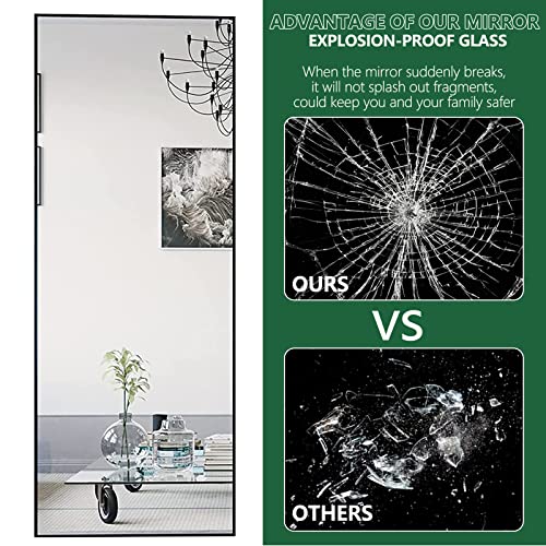 WIIS' IDEA Full Length Mirror with Stand, 59"x16" Floor Mirror, Black O584483