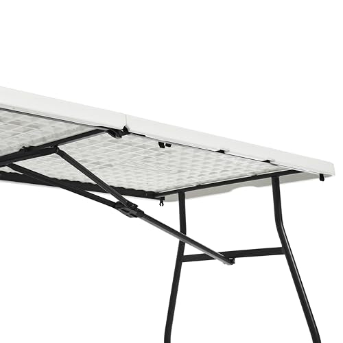 Amazon Basics Heavy Duty Folding Table 6 ft with Carrying Handle, White V552