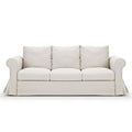 Classic 3 Seater Couches for Living Room, 89" White Slip Covered Sofa with Extra Deep Seat,Dual Layer Cotton&Foam Filling Cushion Upholstered Sofas with Rolled Arm, Comfy Couch for Bedroom,Apartment
