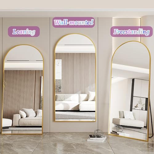 Arched Full Length Floor Mirror 76"x34" Black Freestanding I957