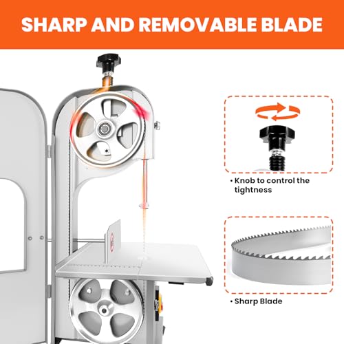 2000W Commercial Bandsaw Machine with Stainless Table, Electric Bone Saw for Meat H14037
