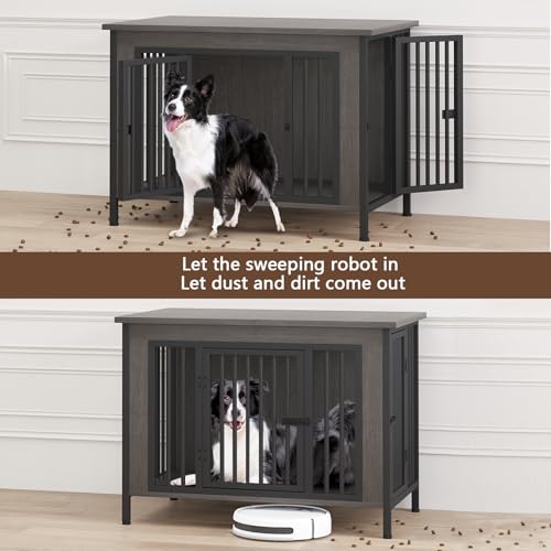 EasyCom XL Wooden Dog Crate Furniture for Medium and Large Breeds, 2 Doors A673
