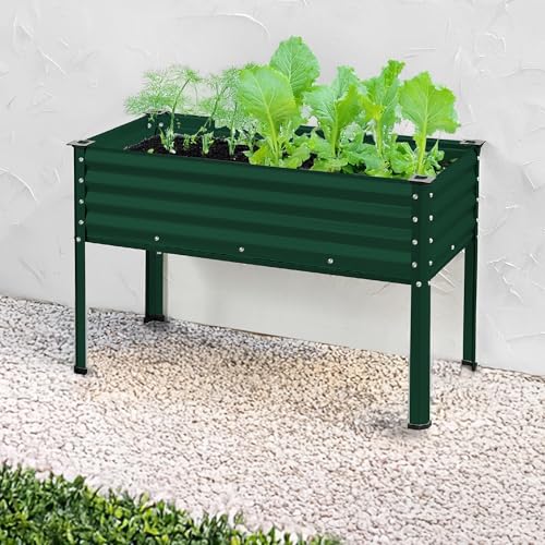 Best Choice Products 48x24x30in Galvanized Raised Garden Bed, Metal Elevated Planter Box, Dark Green S888804