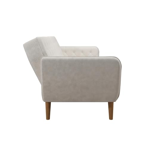 Novogratz Tallulah Memory Foam Futon Convertible Couch, Camel Faux Leather F5939