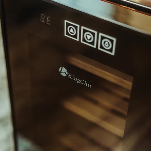 KingChii 16L Electric Cigar Humidor Cabinet with Temperature Control and Spanish Cedar Shelves H300