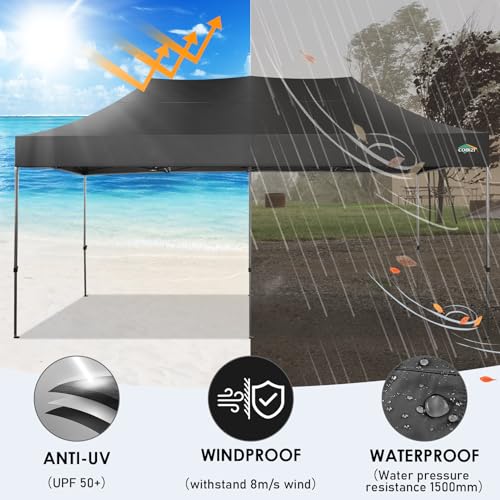 COBIZI 10x20 Heavy Duty Pop Up Canopy Tent with 6 Sidewalls, White A84790
