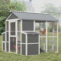 Outdoor Wooden Chicken Coop for 10 Chickens,Large Hen House Poultry Habitat Pet Hutch Run Cage with 2 Chicken Nesting Boxes,Walk in Chicken Coops Run W/Ramp and Run,Waterproof Roof,(80"×82"×69")