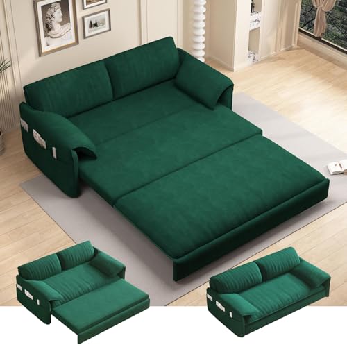Queen Size Futon Sofa Bed with 2 Pillows, Blue V9731