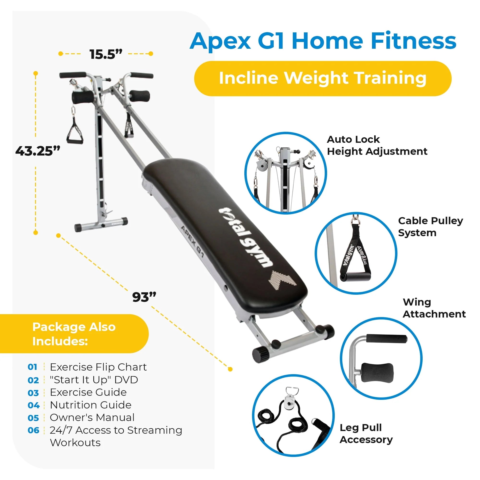 Total Gym APEX G5 Home Fitness Incline Weight Trainer N950425
