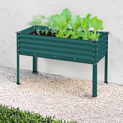 Best Choice Products 48x24x30in Galvanized Raised Garden Bed, Metal Elevated Planter Box, Dark Green S888804