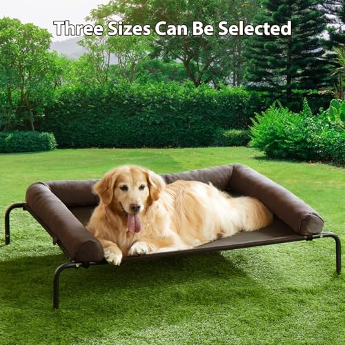 Cooling Elevated Dog Bed for Large Dogs, Waterproof Raised Cot with Headrest, Grey W43220