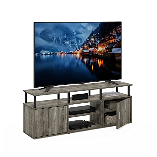 Furinno JAYA Large Entertainment Stand for TV Up to 55 Inch, French Oak Grey/Black V100781