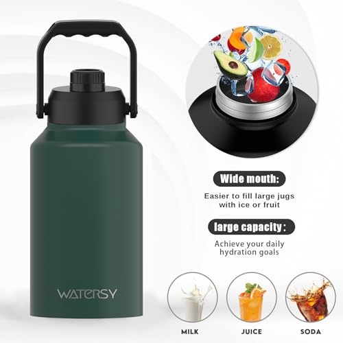 128oz Insulated Stainless Steel Water Bottle with Handle, Black W803