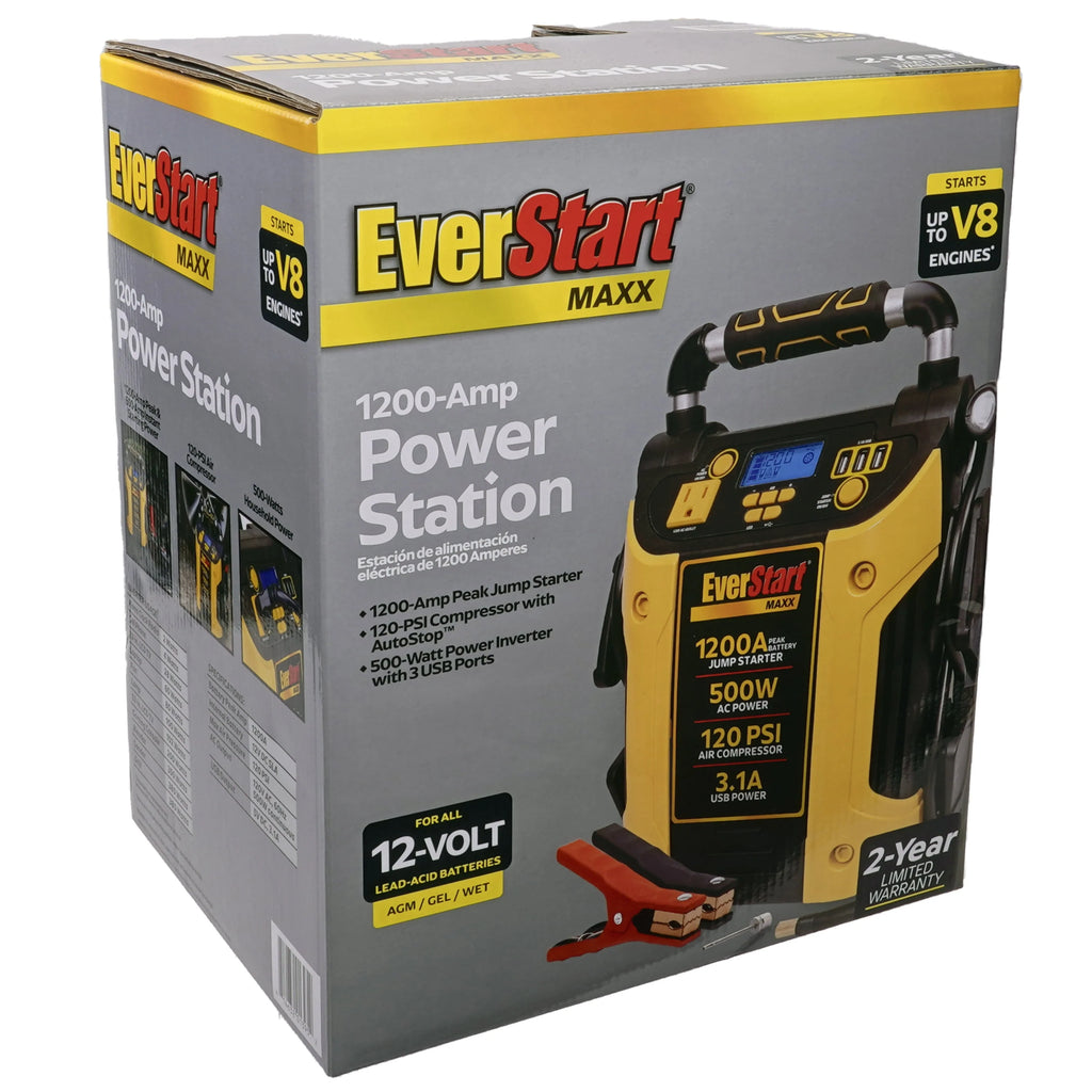 EverStart Maxx J5CPDE 1200A Jump Starter, Power Station, 500W Inverter, 120 PSI Compressor N45172