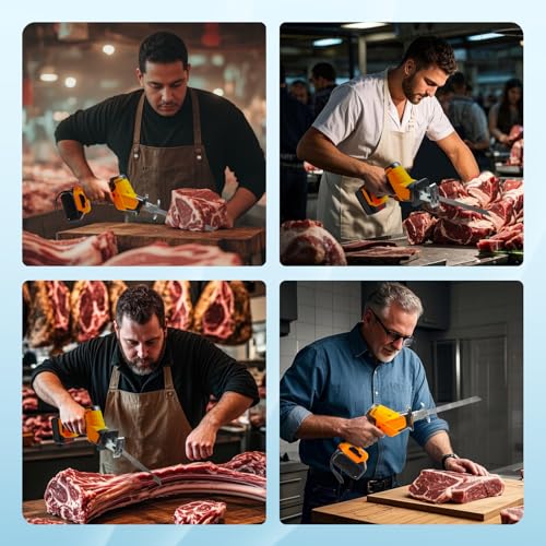 Brushless Electric Meat and Bone Saw, Handheld Butchering Tool with 3 Blades O115