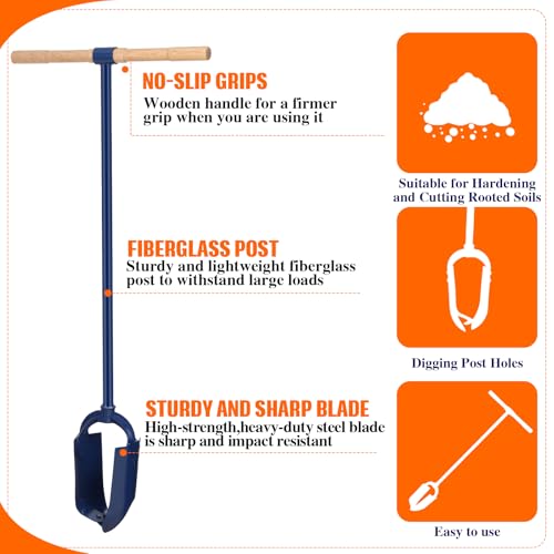 Hand Auger Post Hole Digger 6"x46" with Hardwood T Handle H957
