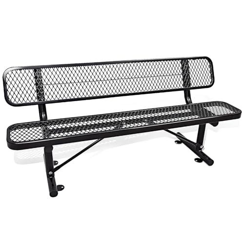 Heavy Duty Outdoor Metal Park Bench with Backrest for Garden Patio Yard K713