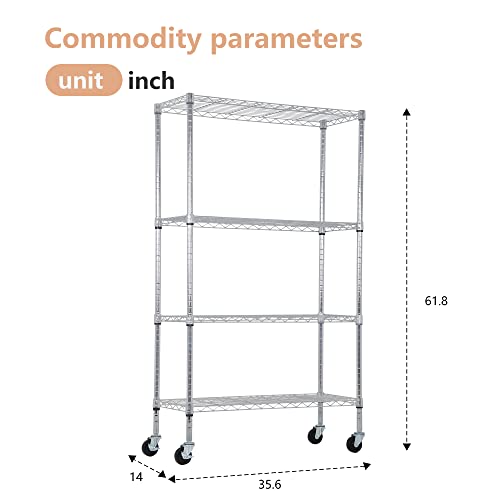 4 Tier NSF Wire Shelving Unit Heavy Duty Steel Storage Rack, Black X19089