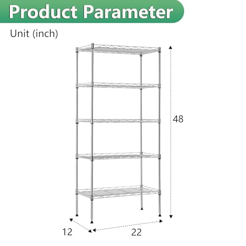 4 Tier NSF Wire Shelving Unit Heavy Duty Steel Storage Rack, Black X19089