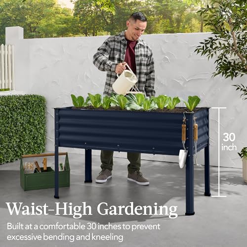 Best Choice Products 48x24x30in Galvanized Raised Garden Bed, Metal Elevated Planter Box, Dark Green S888804