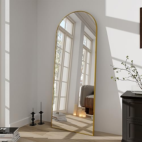 BEAUTYPEAK 65"x24" Arched Full Length Floor Mirror, Black D361